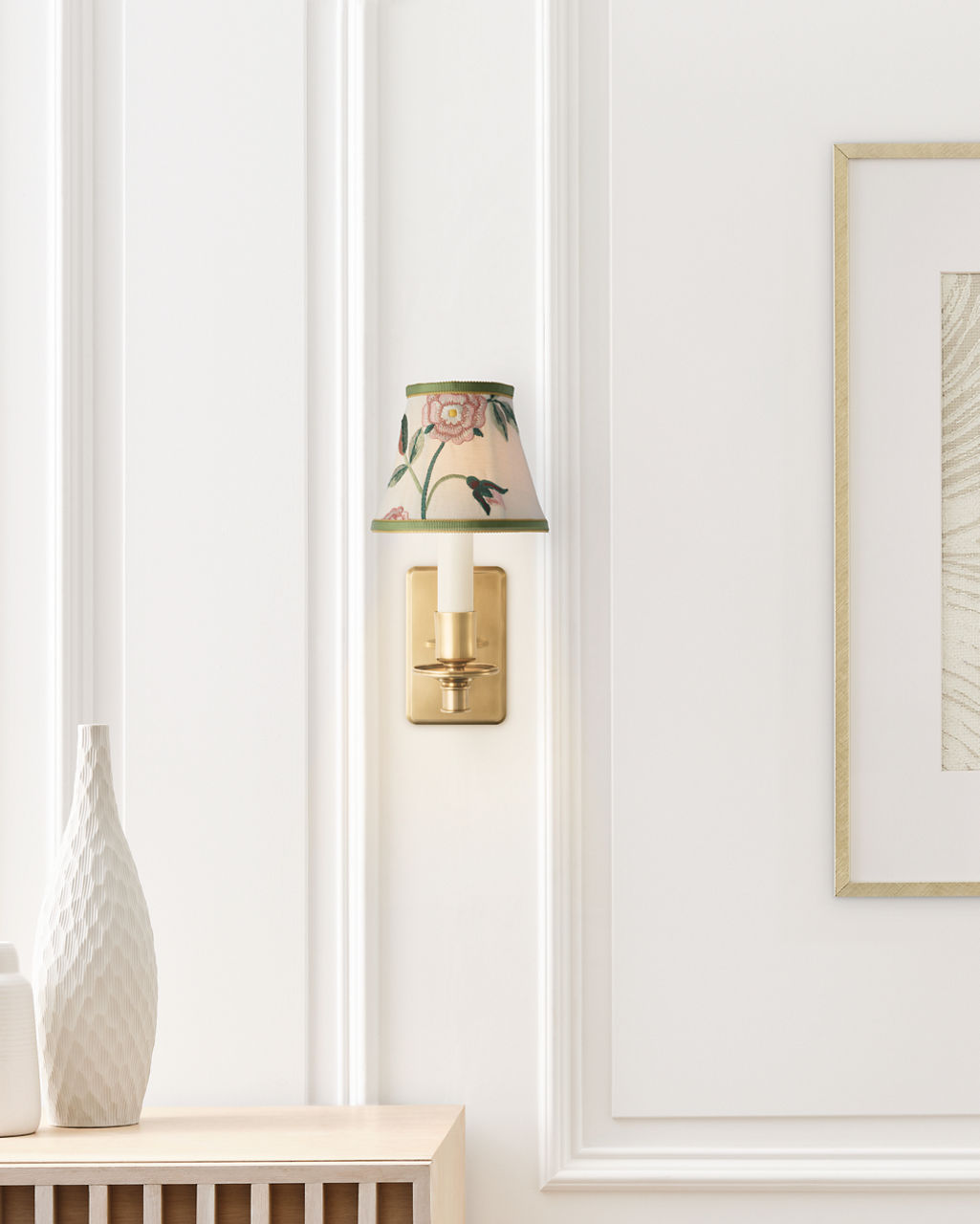 Tara 11" Sconce | Hand-Rubbed Antique Brass | Schumacher Royal Silk Bell Empire Shade