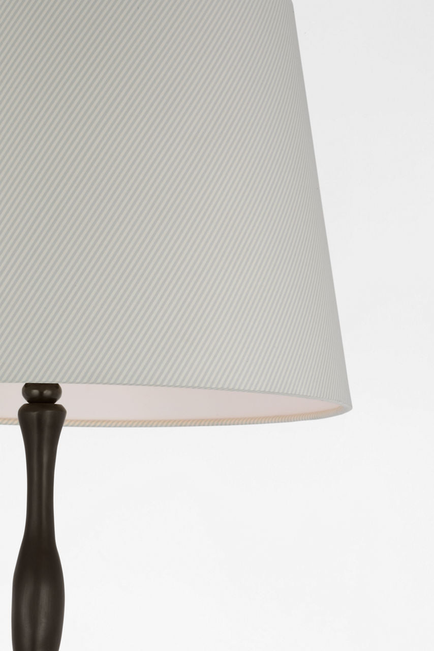 Romero Medium Floor Lamp | Bronze | Schumacher 18" Blue Charee Stripe Empire Shade