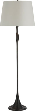 Romero Medium Floor Lamp | Bronze | Schumacher 18" Blue Charee Stripe Empire Shade