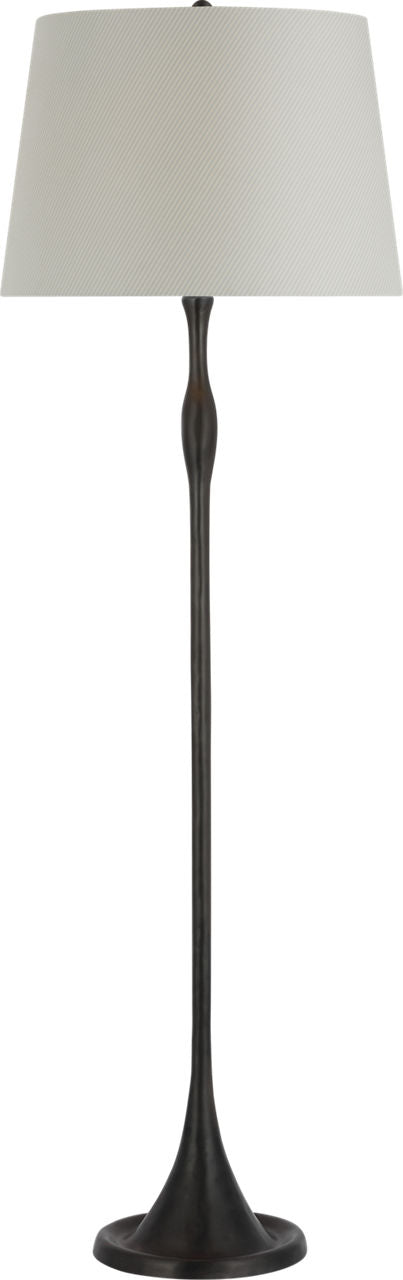 Romero Medium Floor Lamp | Bronze | Schumacher 18" Blue Charee Stripe Empire Shade