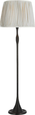 Romero Medium Floor Lamp | Bronze | Schumacher 18" Blue Charee Stripe Pleated Empire Shade