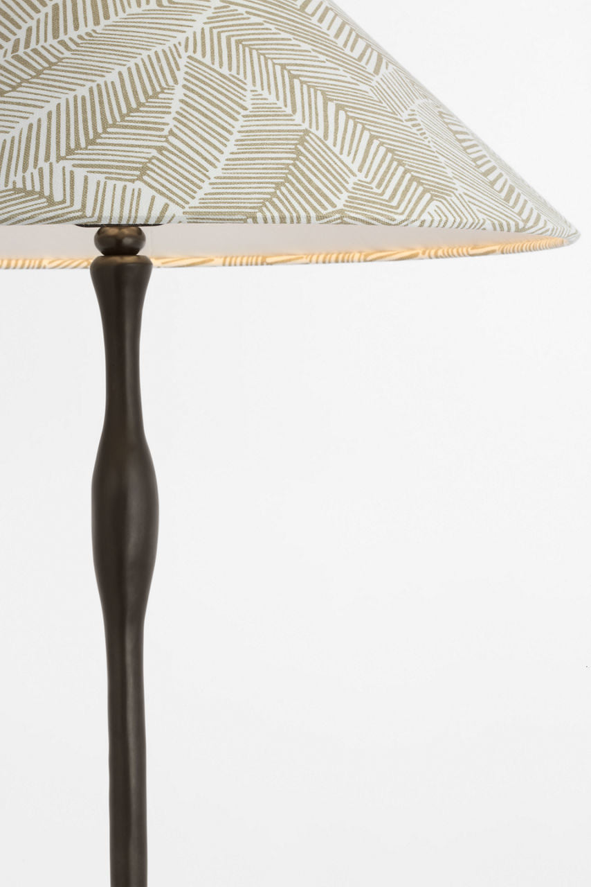 Romero Medium Floor Lamp | Bronze | Schumacher 21" Taupe Abstract Leaf Flare Shade