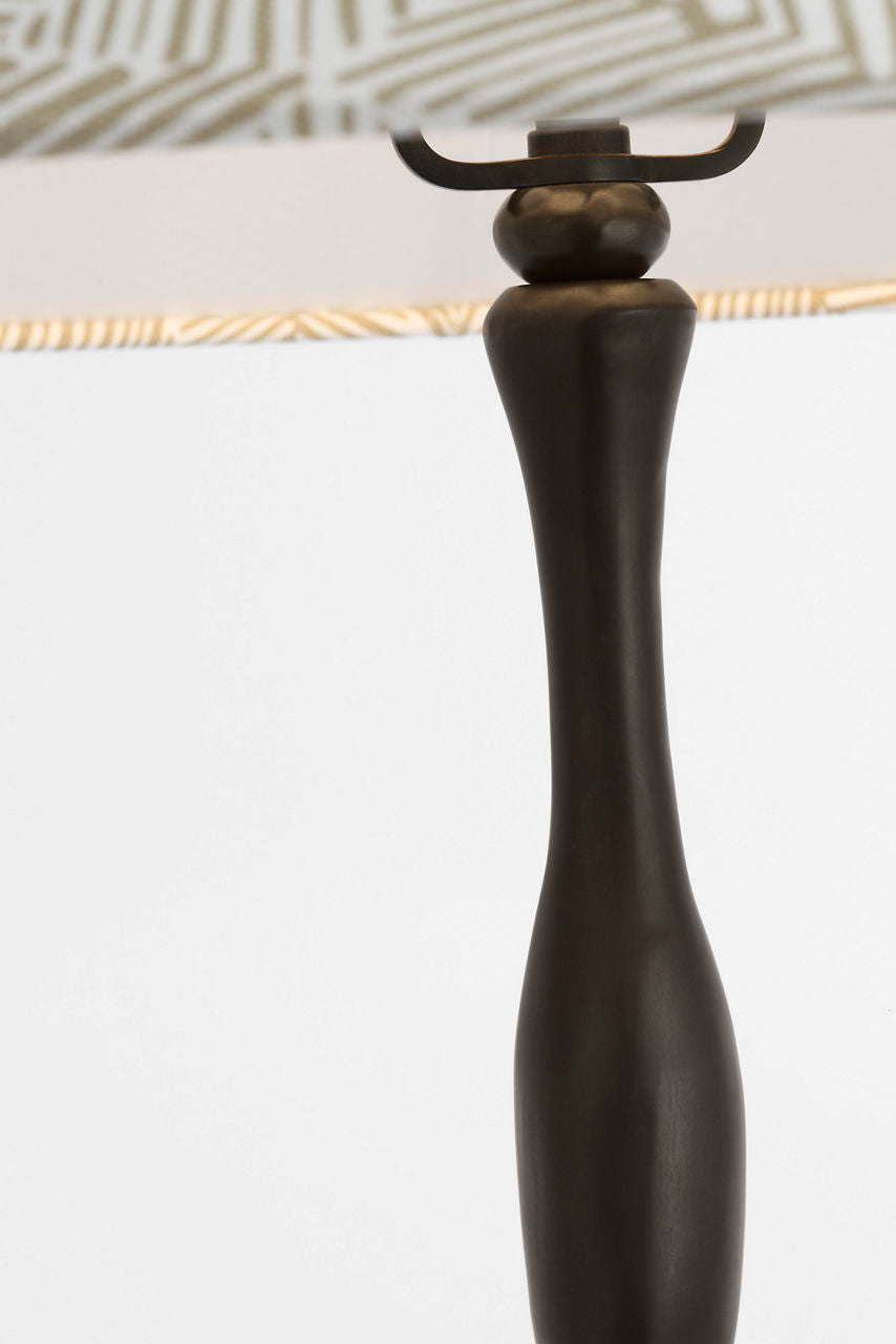 Romero Medium Floor Lamp | Bronze | Schumacher 21" Taupe Abstract Leaf Flare Shade