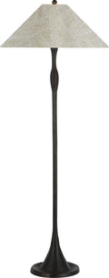 Romero Medium Floor Lamp | Bronze | Schumacher 21" Taupe Abstract Leaf Flare Shade