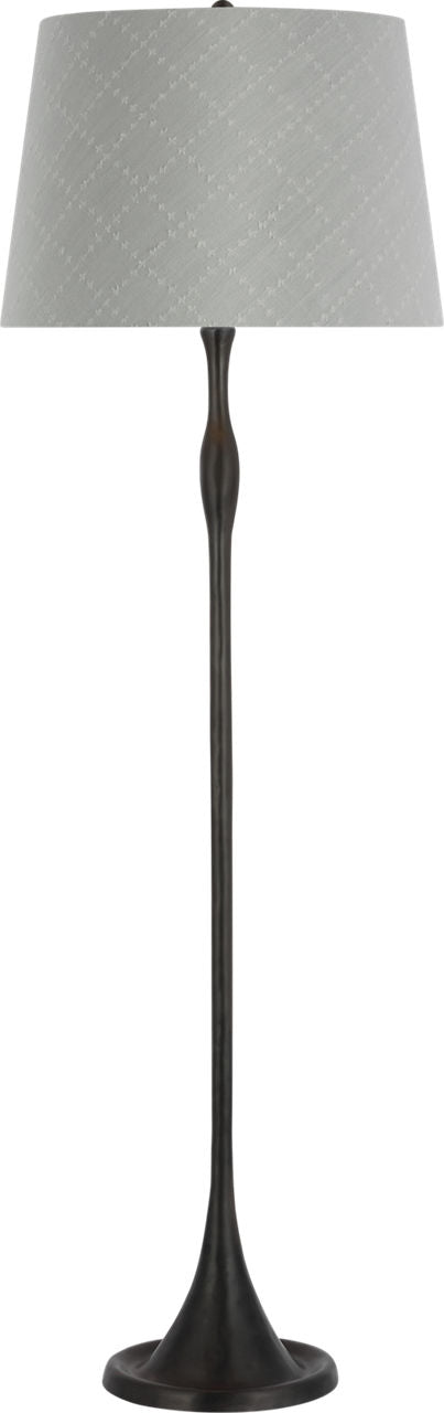 Romero Medium Floor Lamp | Bronze | Schumacher 18" Sky Elin Check Empire Shade