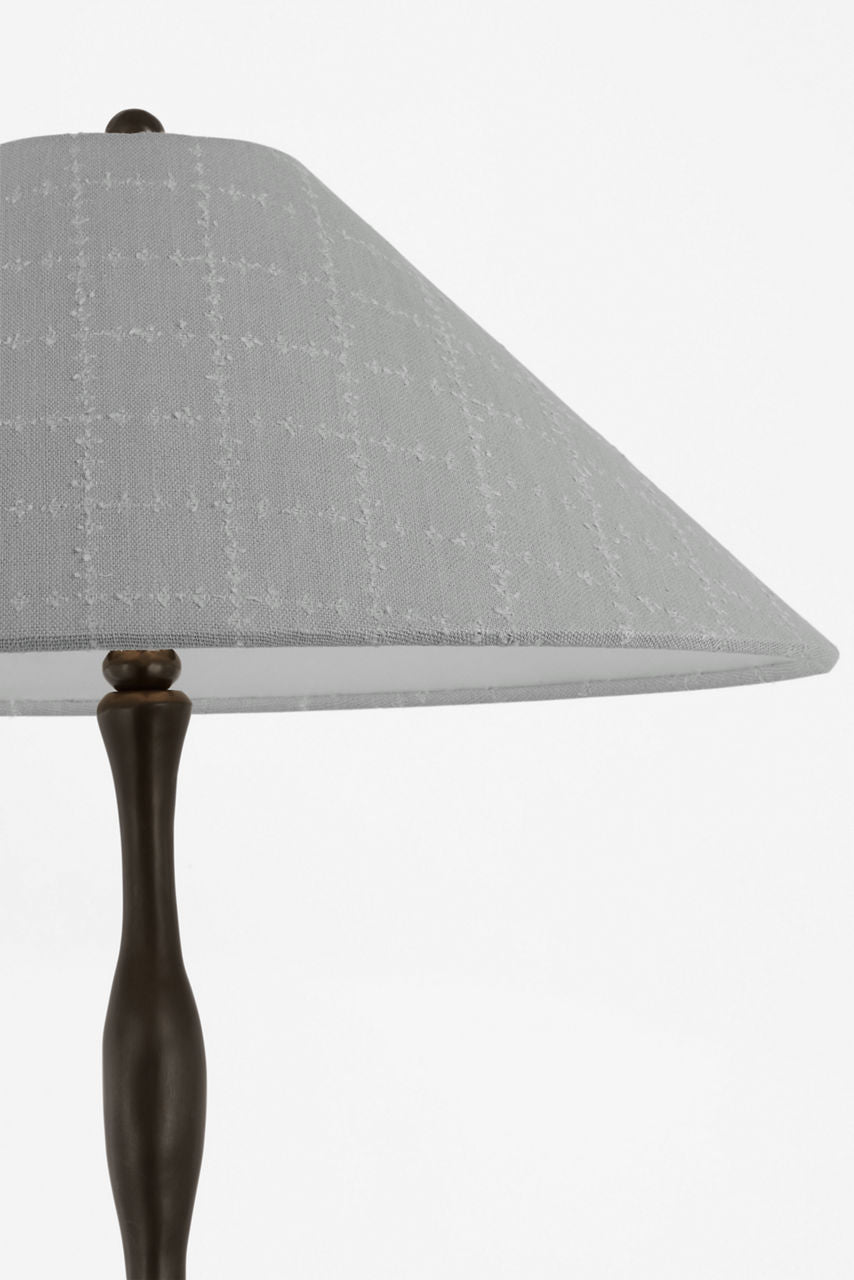 Romero Medium Floor Lamp | Bronze | Schumacher 21" Sky Elin Check Flare Shade