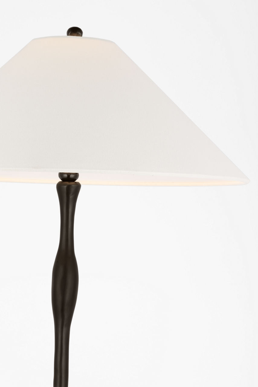 Romero Medium Floor Lamp | Bronze | 21" Linen Flare Shade