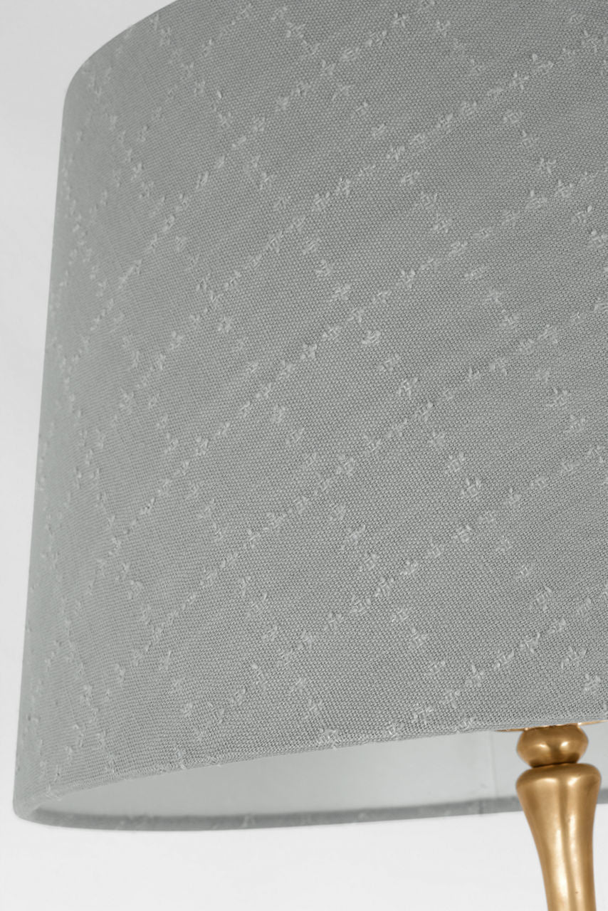 Romero Medium Floor Lamp | Hand-Rubbed Antique Brass | Schumacher 18" Sky Elin Check Empire Shade
