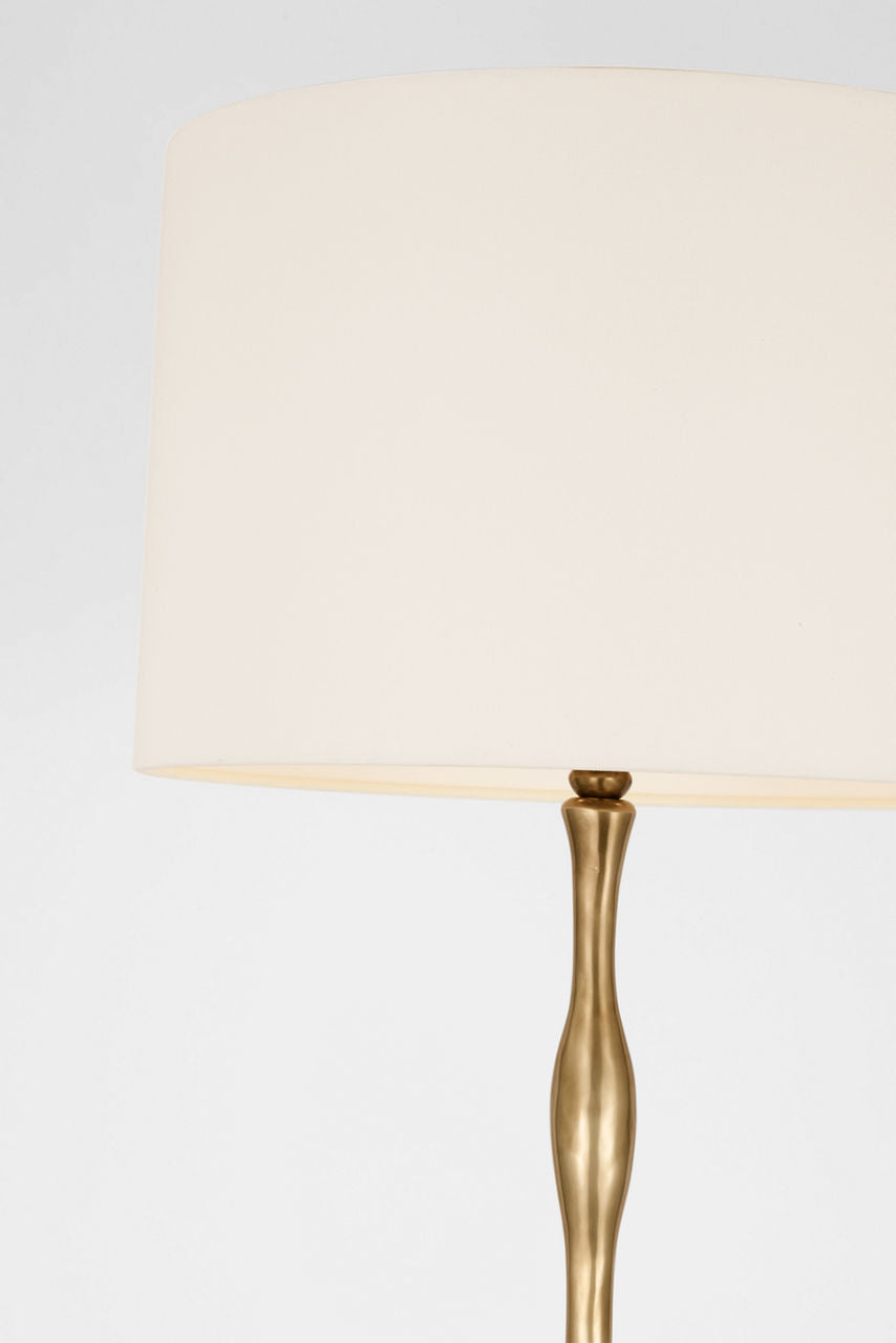 Romero Medium Floor Lamp | Hand-Rubbed Antique Brass | 18" Linen Empire Shade