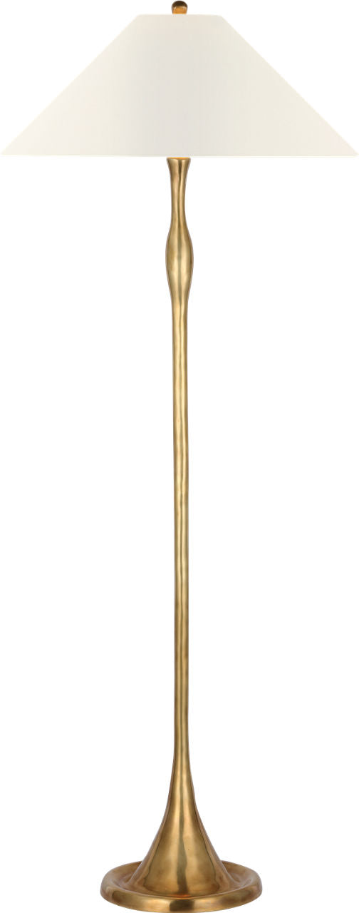 Romero Medium Floor Lamp | Hand-Rubbed Antique Brass | 21" Linen Flare Shade