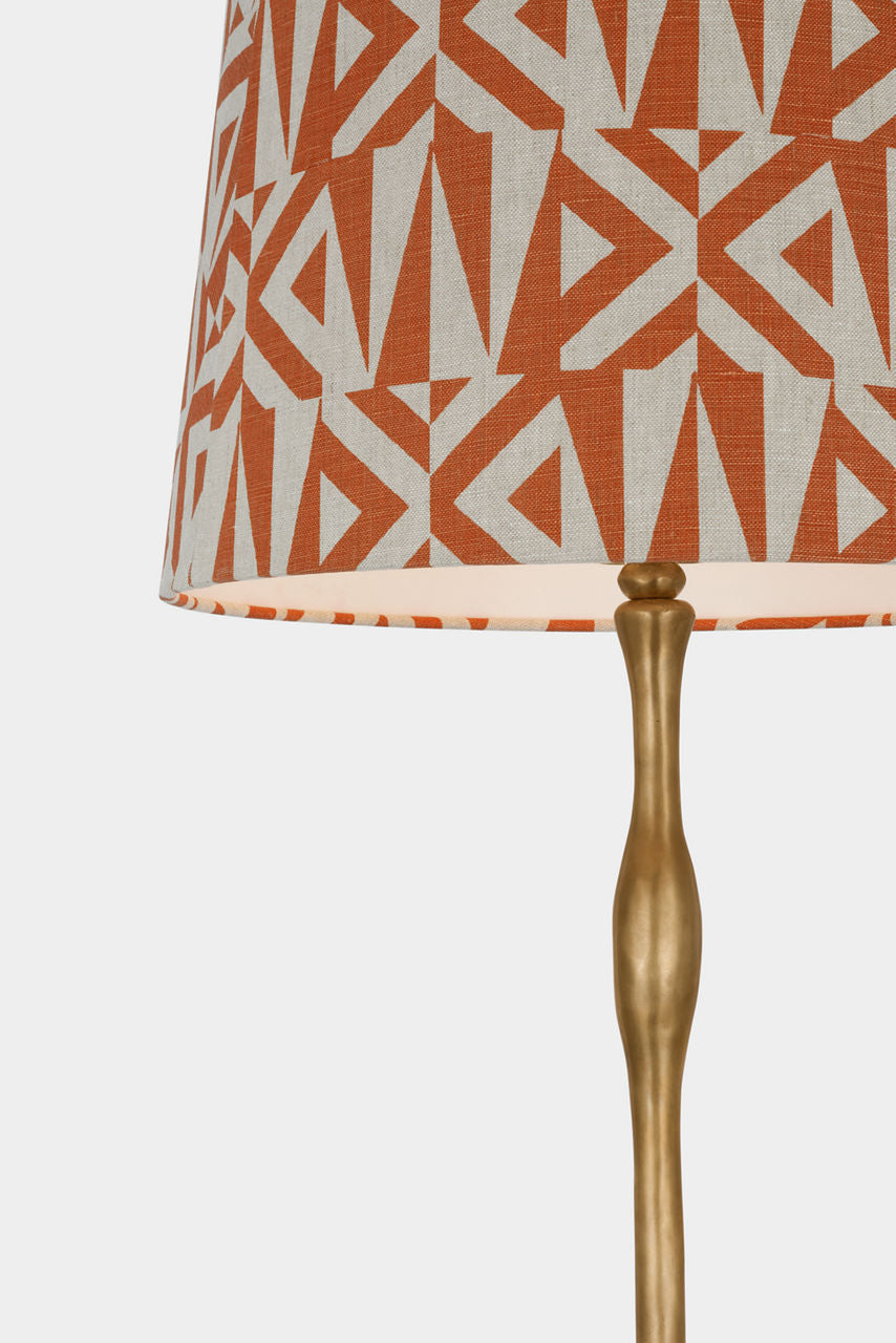 Romero Medium Floor Lamp | Hand-Rubbed Antique Brass | Schumacher 18" Brick Amero Empire Shade