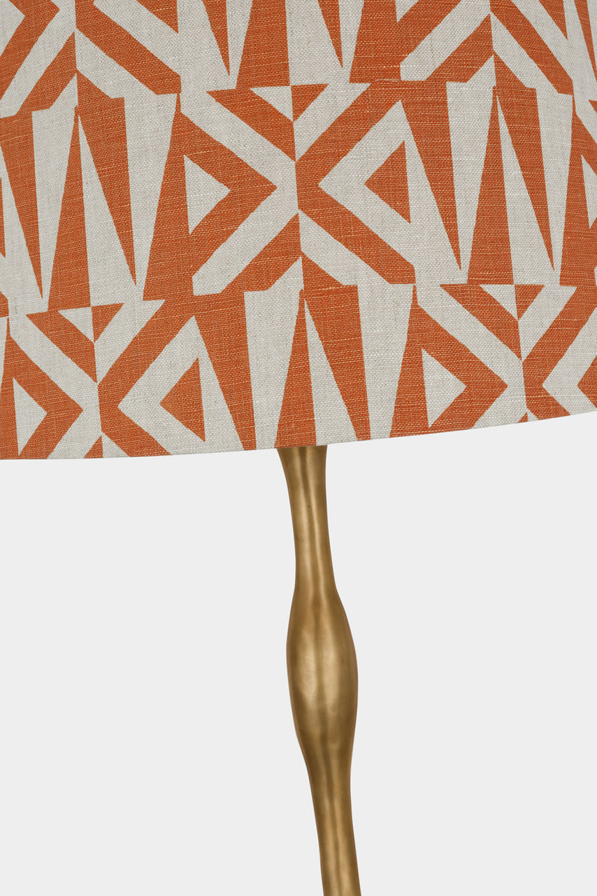 Romero Medium Floor Lamp | Hand-Rubbed Antique Brass | Schumacher 18" Brick Amero Empire Shade