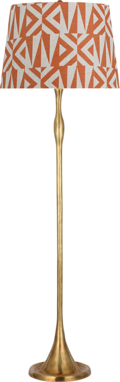 Romero Medium Floor Lamp | Hand-Rubbed Antique Brass | Schumacher 18" Brick Amero Empire Shade