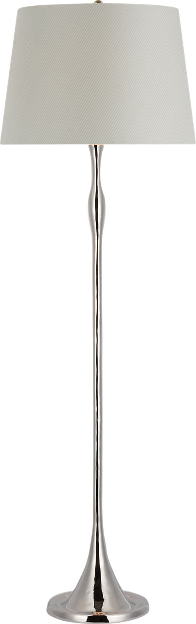 Romero Medium Floor Lamp | Polished Nickel | Schumacher 18" Blue Charee Stripe Empire Shade