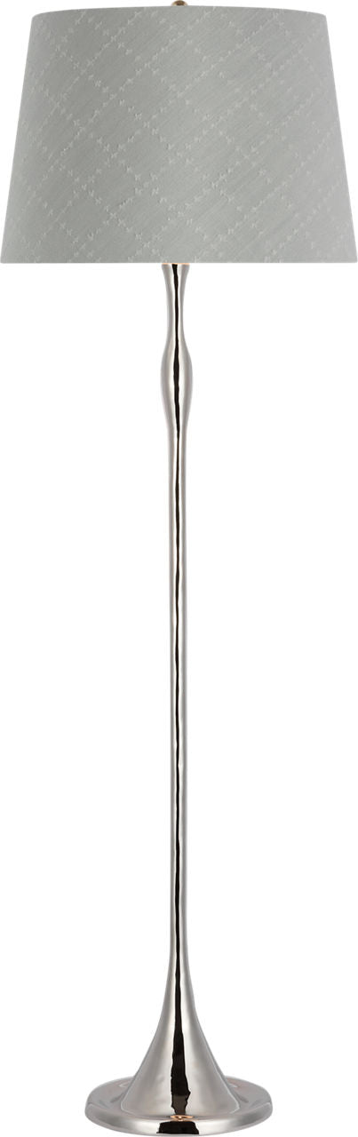 Romero Medium Floor Lamp | Polished Nickel | Schumacher 18" Sky Elin Check Empire Shade