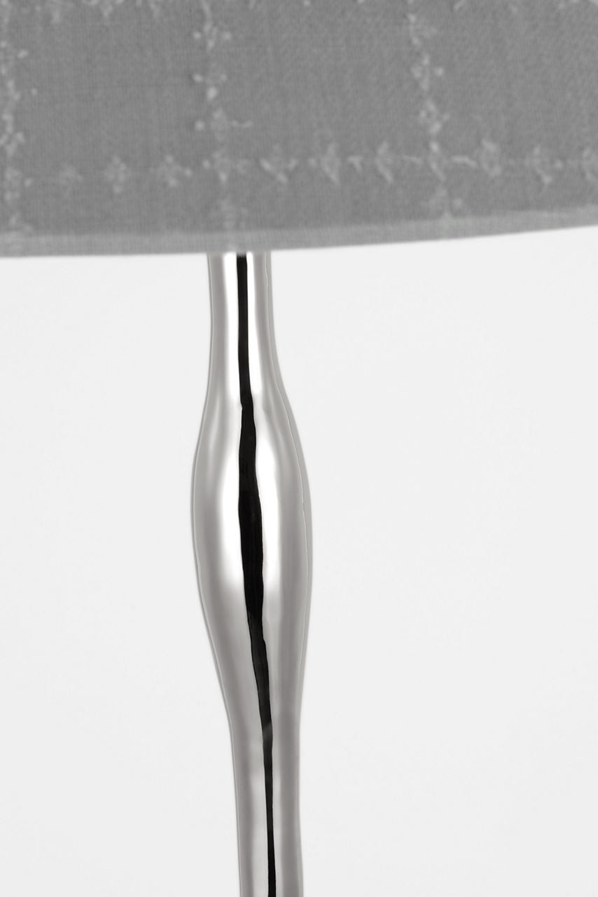 Romero Medium Floor Lamp | Polished Nickel | Schumacher 21" Sky Elin Check Flare Shade