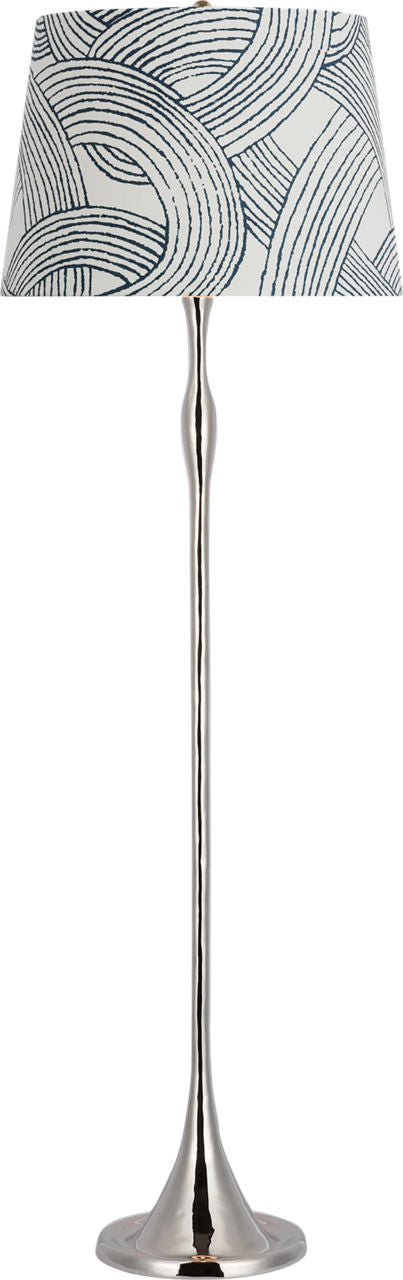 Romero Medium Floor Lamp | Polished Nickel | Schumacher 18" Blue Freeform Empire Shade