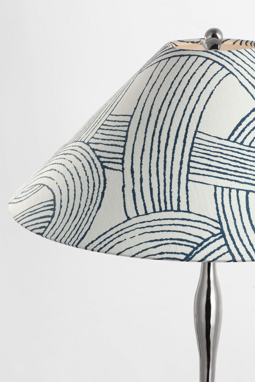 Romero Medium Floor Lamp | Polished Nickel | Schumacher 21" Blue Freeform Flare Shade