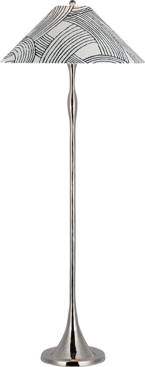 Romero Medium Floor Lamp | Polished Nickel | Schumacher 21" Blue Freeform Flare Shade