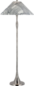 Romero Medium Floor Lamp | Polished Nickel | Schumacher 21" Blue Freeform Flare Shade
