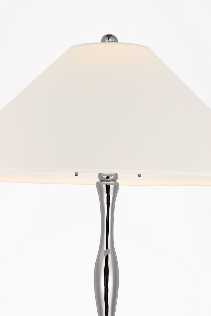 Romero Medium Floor Lamp | Polished Nickel | 21" Linen Flare Shade