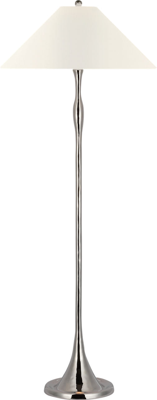 Romero Medium Floor Lamp | Polished Nickel | 21" Linen Flare Shade