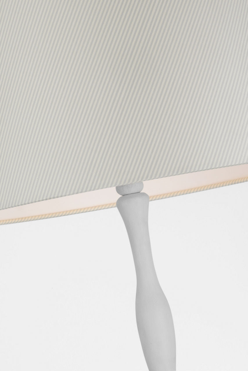 Romero Medium Floor Lamp | Plaster White | Schumacher 18" Blue Charee Stripe Empire Shade