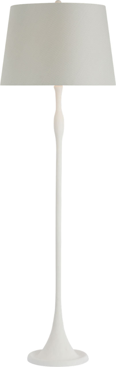 Romero Medium Floor Lamp | Plaster White | Schumacher 18" Blue Charee Stripe Empire Shade