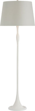 Romero Medium Floor Lamp | Plaster White | Schumacher 18" Blue Charee Stripe Empire Shade
