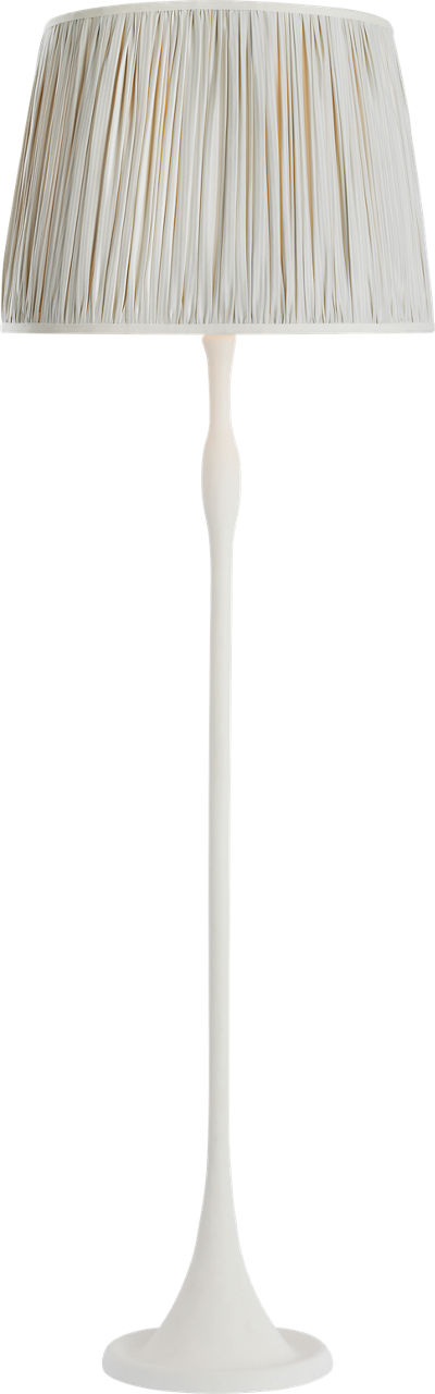 Romero Medium Floor Lamp | Plaster White | Schumacher 18" Blue Charee Stripe Pleated Empire Shade