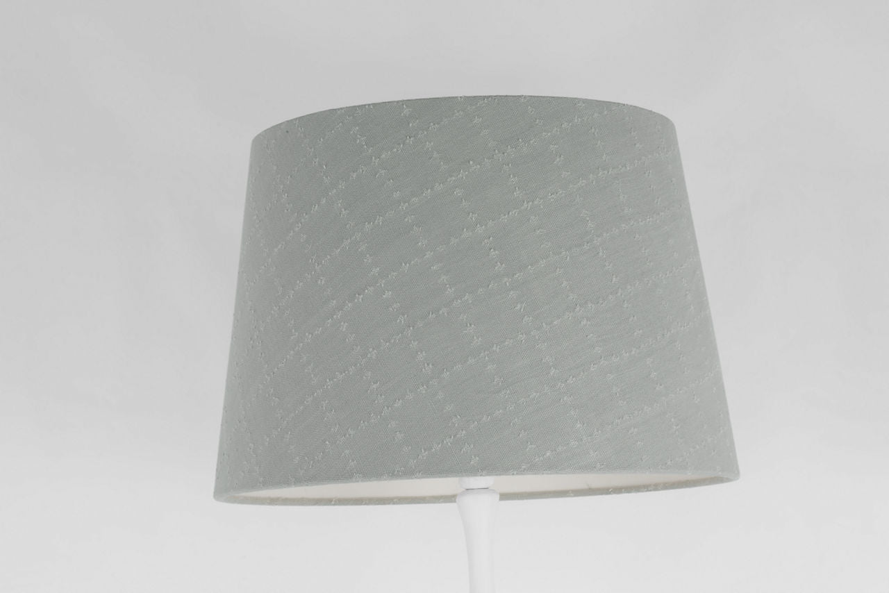 Romero Medium Floor Lamp | Plaster White | Schumacher 18" Sky Elin Check Empire Shade