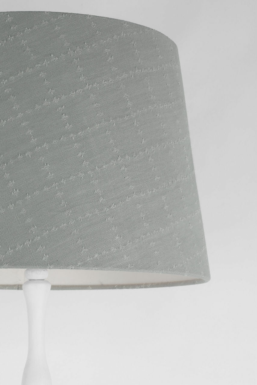 Romero Medium Floor Lamp | Plaster White | Schumacher 18" Sky Elin Check Empire Shade