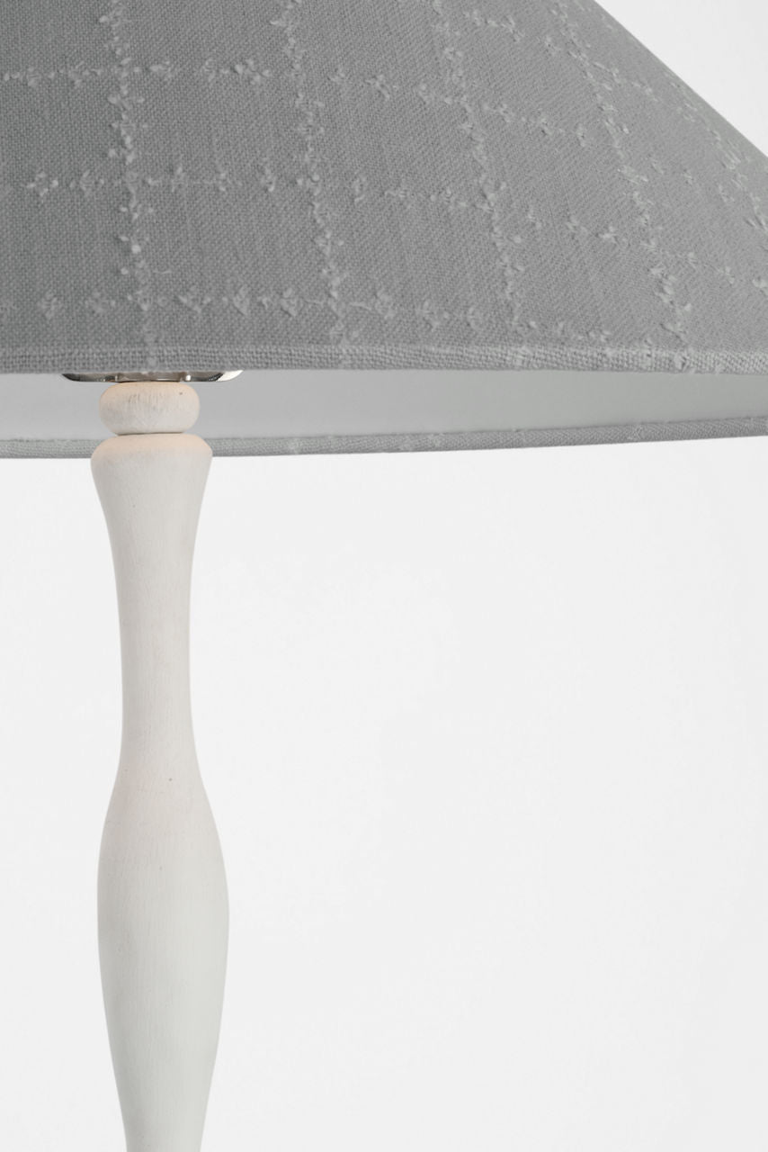 Romero Medium Floor Lamp | Plaster White | Schumacher 21" Sky Elin Check Flare Shade