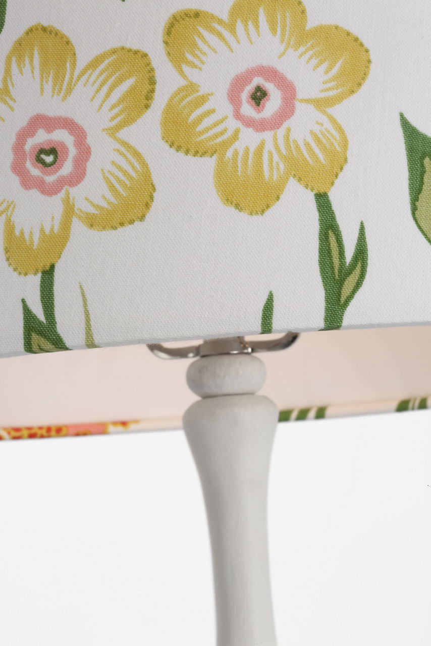 Romero Medium Floor Lamp | Plaster White | Schumacher 18" Pink Carly Empire Shade