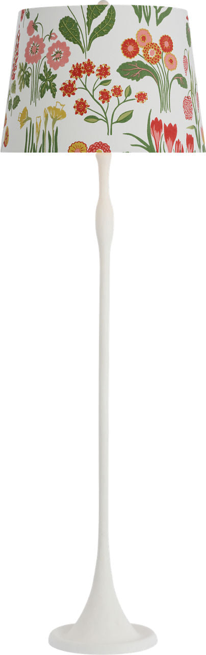 Romero Medium Floor Lamp | Plaster White | Schumacher 18" Pink Carly Empire Shade