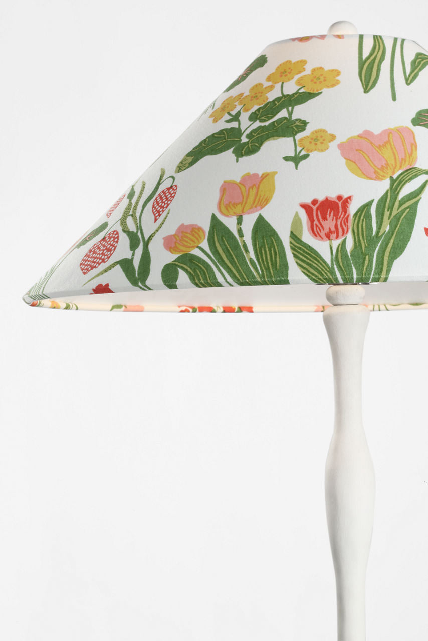 Romero Medium Floor Lamp | Plaster White | Schumacher 21" Pink Carly Flare Shade