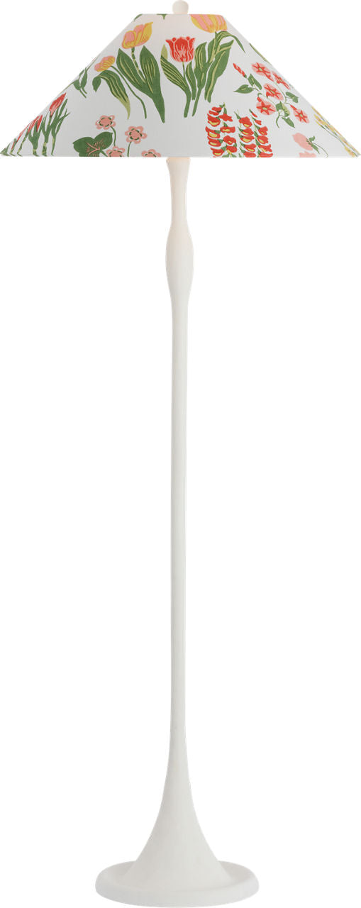 Romero Medium Floor Lamp | Plaster White | Schumacher 21" Pink Carly Flare Shade