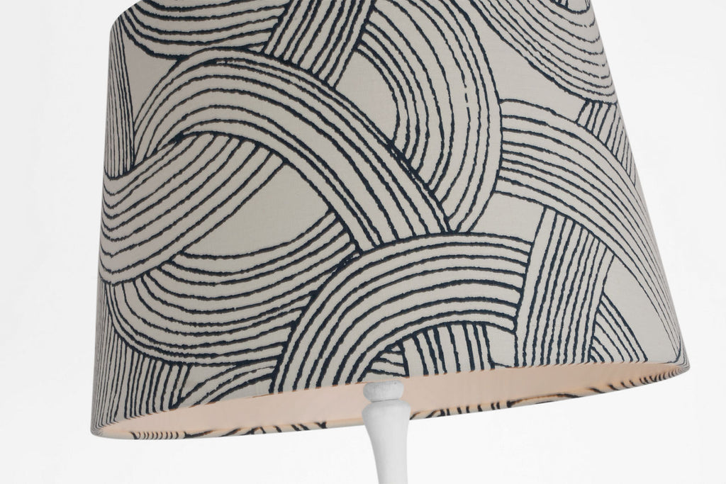 Romero Medium Floor Lamp | Plaster White | Schumacher 18" Blue Freeform Empire Shade