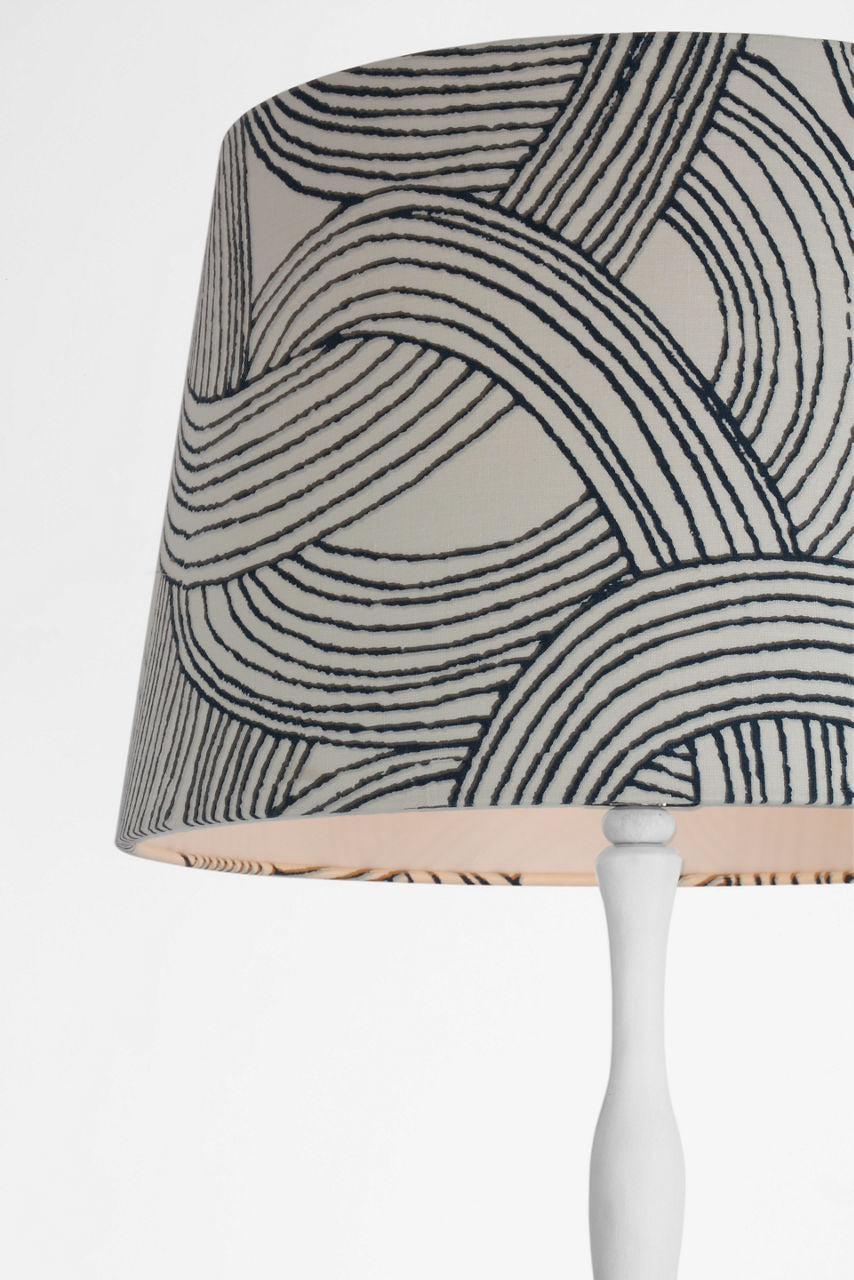 Romero Medium Floor Lamp | Plaster White | Schumacher 18" Blue Freeform Empire Shade