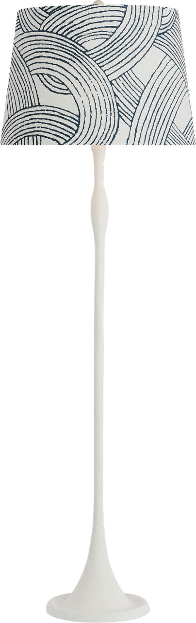 Romero Medium Floor Lamp | Plaster White | Schumacher 18" Blue Freeform Empire Shade