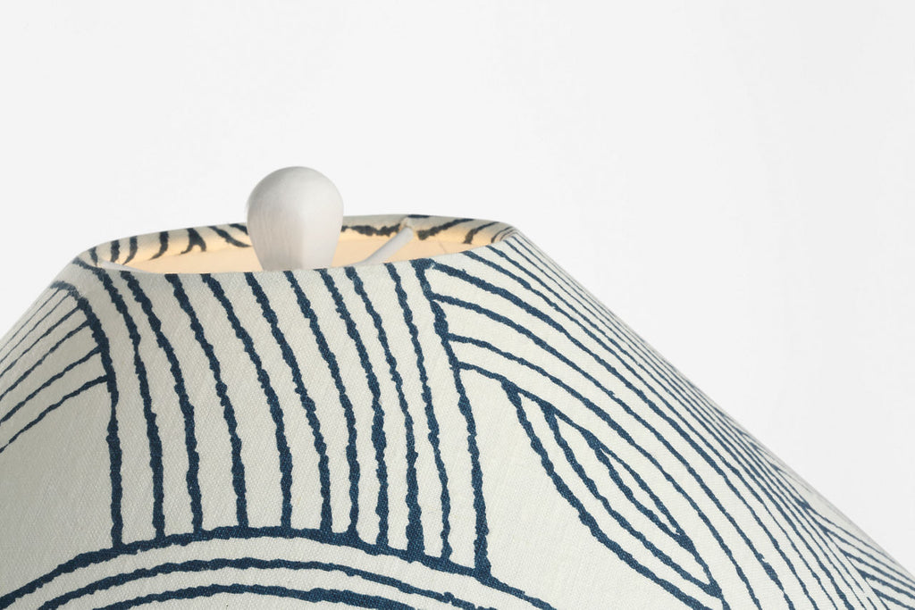 Romero Medium Floor Lamp | Plaster White | Schumacher 21" Blue Freeform Flare Shade