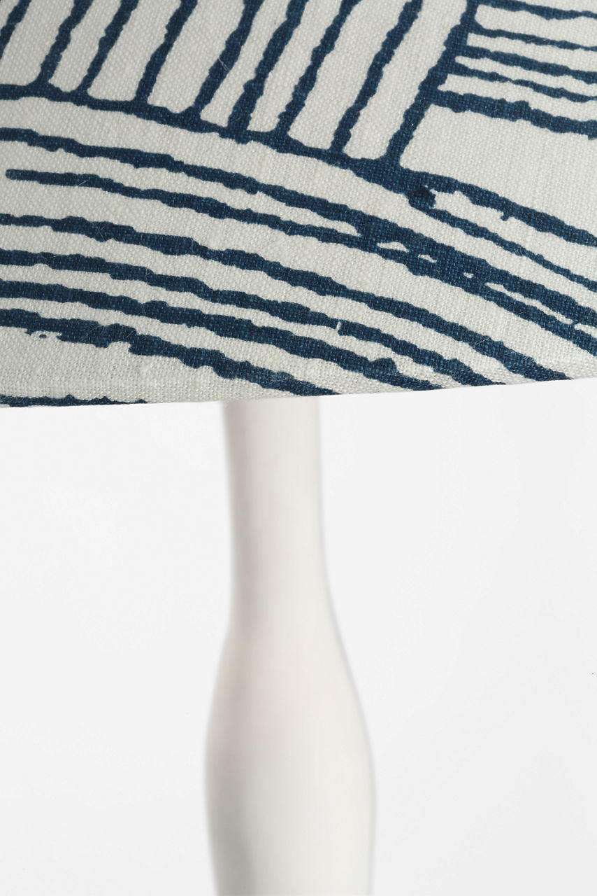 Romero Medium Floor Lamp | Plaster White | Schumacher 21" Blue Freeform Flare Shade