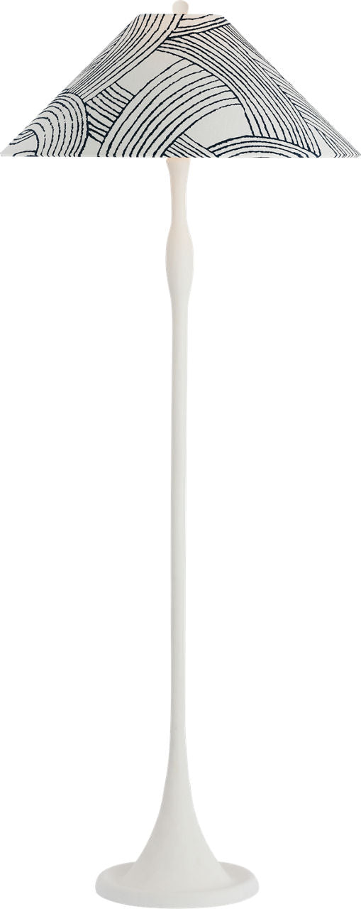 Romero Medium Floor Lamp | Plaster White | Schumacher 21" Blue Freeform Flare Shade