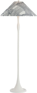 Romero Medium Floor Lamp | Plaster White | Schumacher 21" Blue Freeform Flare Shade