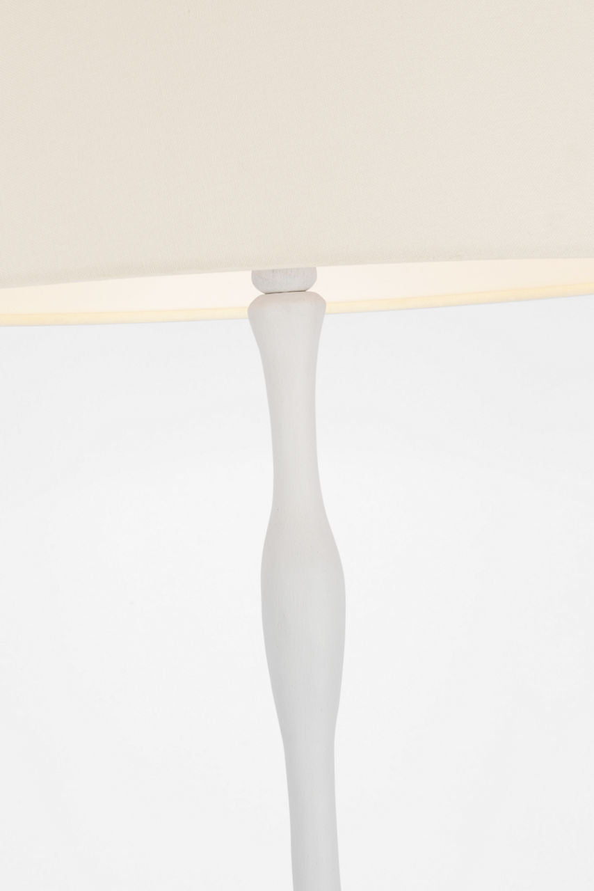 Romero Medium Floor Lamp | Plaster White | 18" Linen Empire Shade