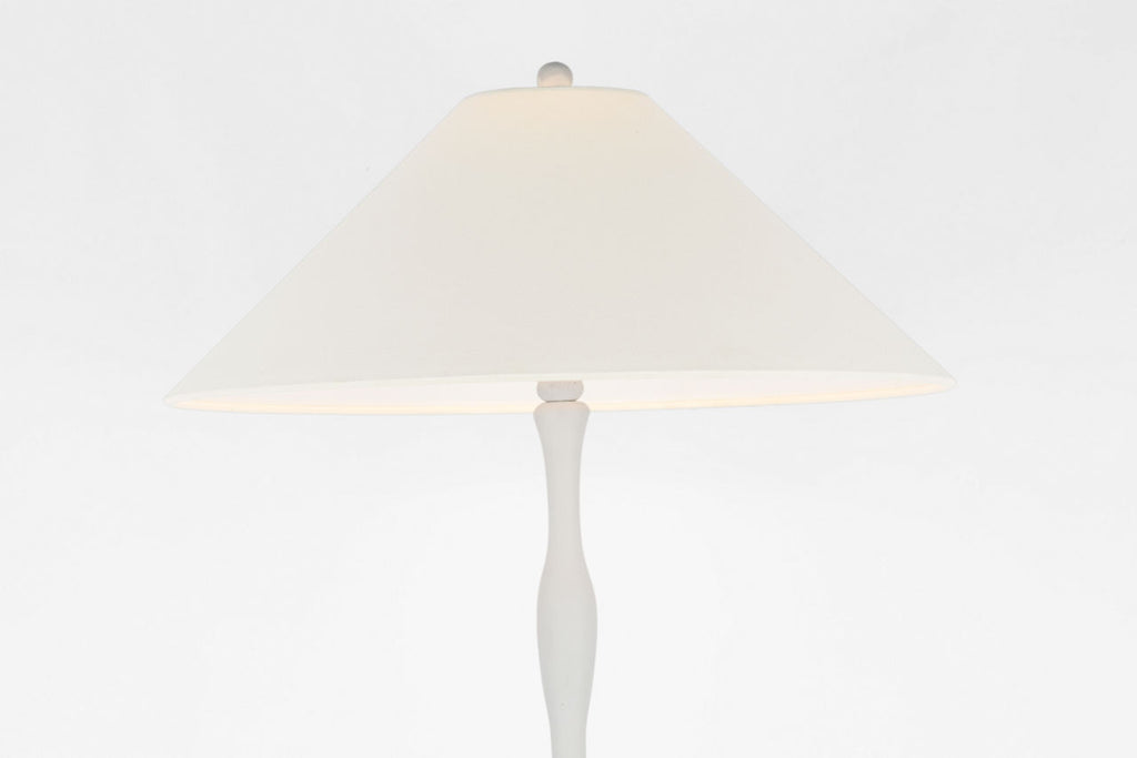 Romero Medium Floor Lamp | Plaster White | 21" Linen Flare Shade