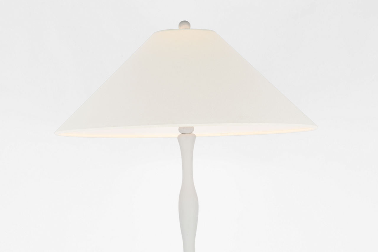 Romero Medium Floor Lamp | Plaster White | 21" Linen Flare Shade