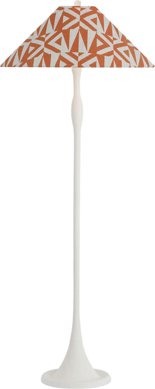 Romero Medium Floor Lamp | Plaster White | Schumacher 21" Brick Amero Flare Shade
