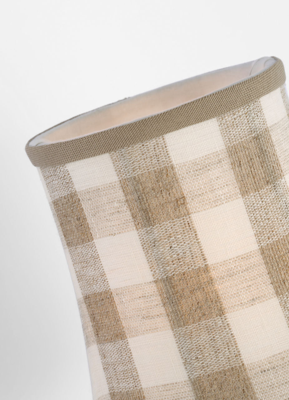 Tara 12" Sconce | Bronze | Schumacher Natural Sidney Check Soft Empire Shade
