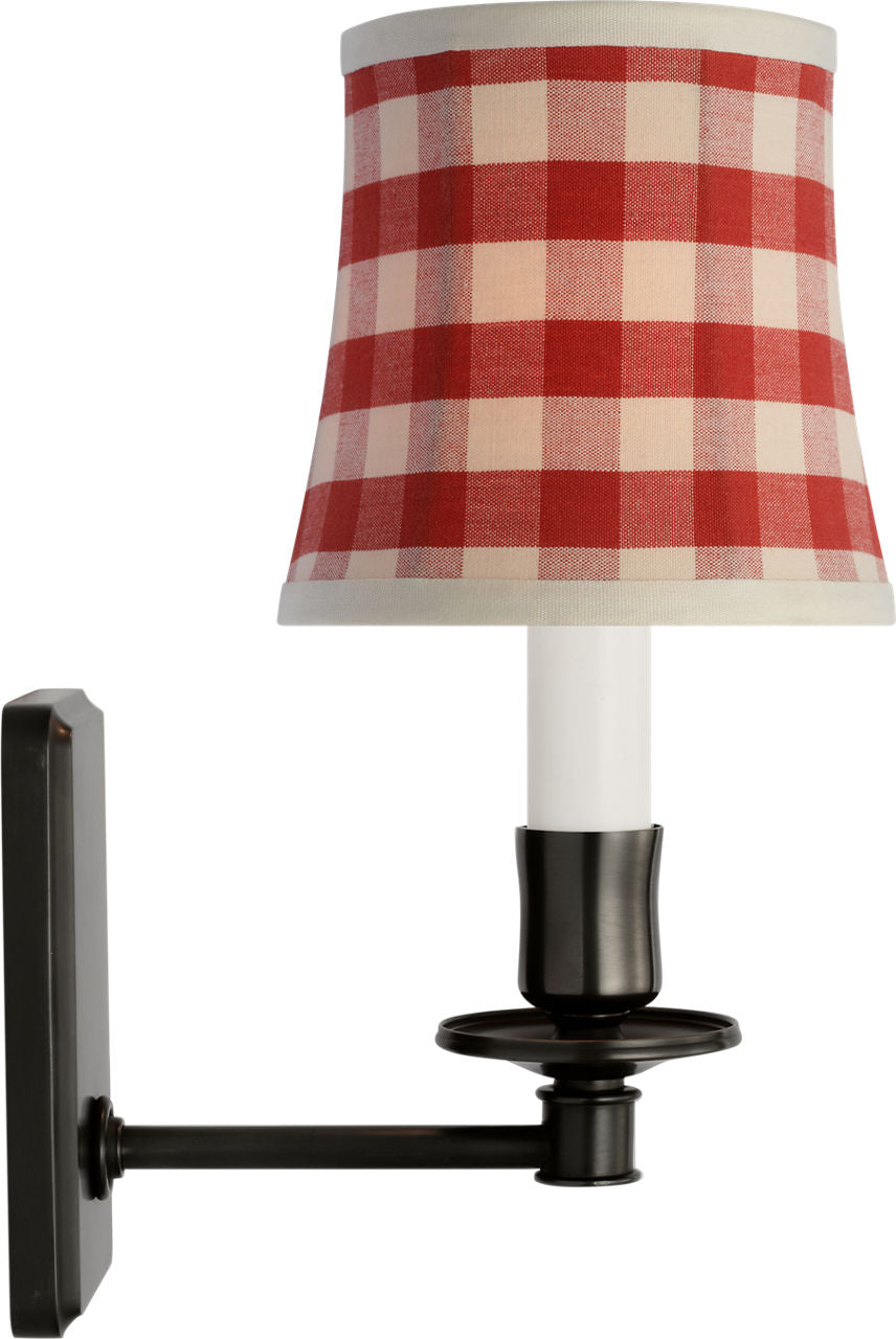 Tara 12" Sconce | Bronze | Schumacher Red Elton Check Soft Empire Shade